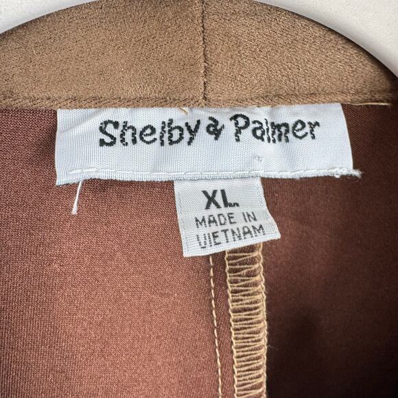Shelby & Palmer Brown 3/4 Sleeve Cropped Faux Suede Open Blazer Size XL - Picture 5 of 5